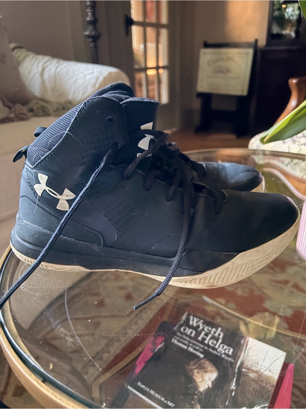Under Armour youth Black Athletic High-Top Sneakers